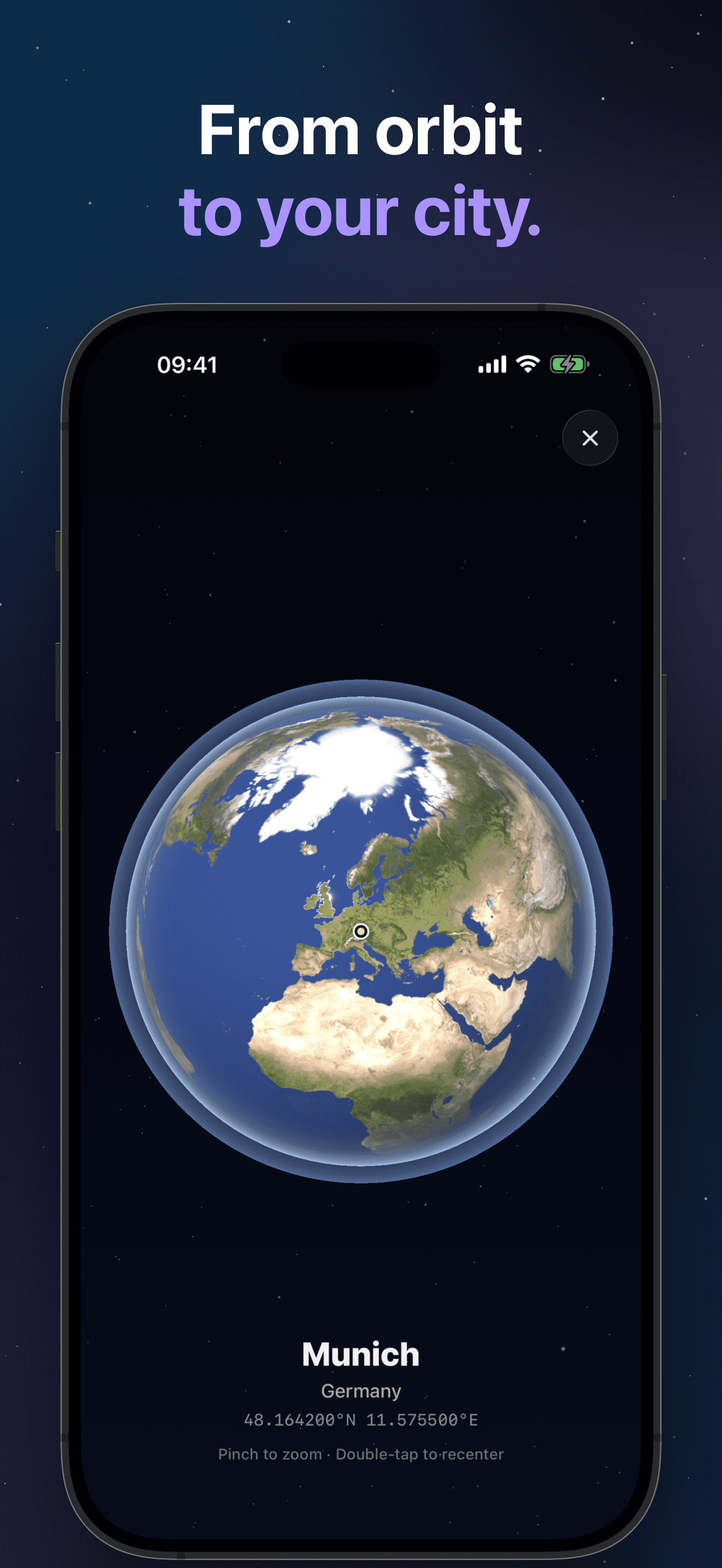 SkyLocation 3D-Globus-Explorer – eine echte 4K-Erde, die du vom Orbit bis zu deiner Stadt fliegen kannst
